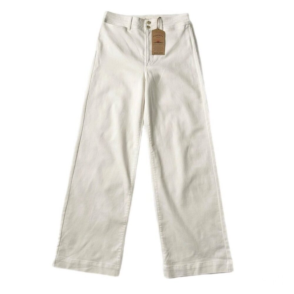 Faherty Womens Stretch Terry Harbor Pant Egret White, new with tags, Size 31 Rel